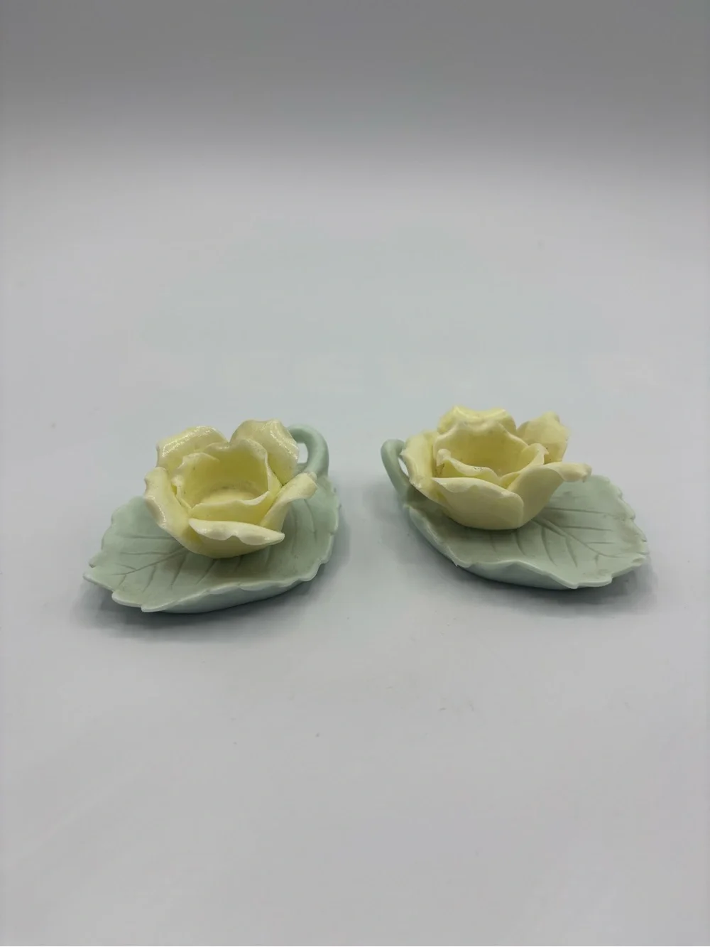 Vintage Mini Rose leaf CANDLE HOLDER Ardalt Japan Set Of Two